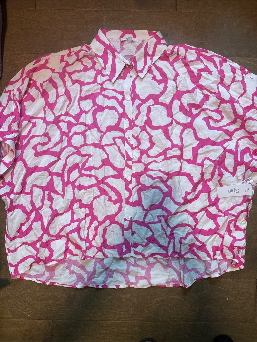 Pink & White Abstract Button-Down Shirt - Lightweight Summer Top
